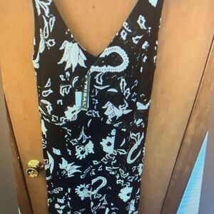 Tribal Black and White Floral Mini Dress